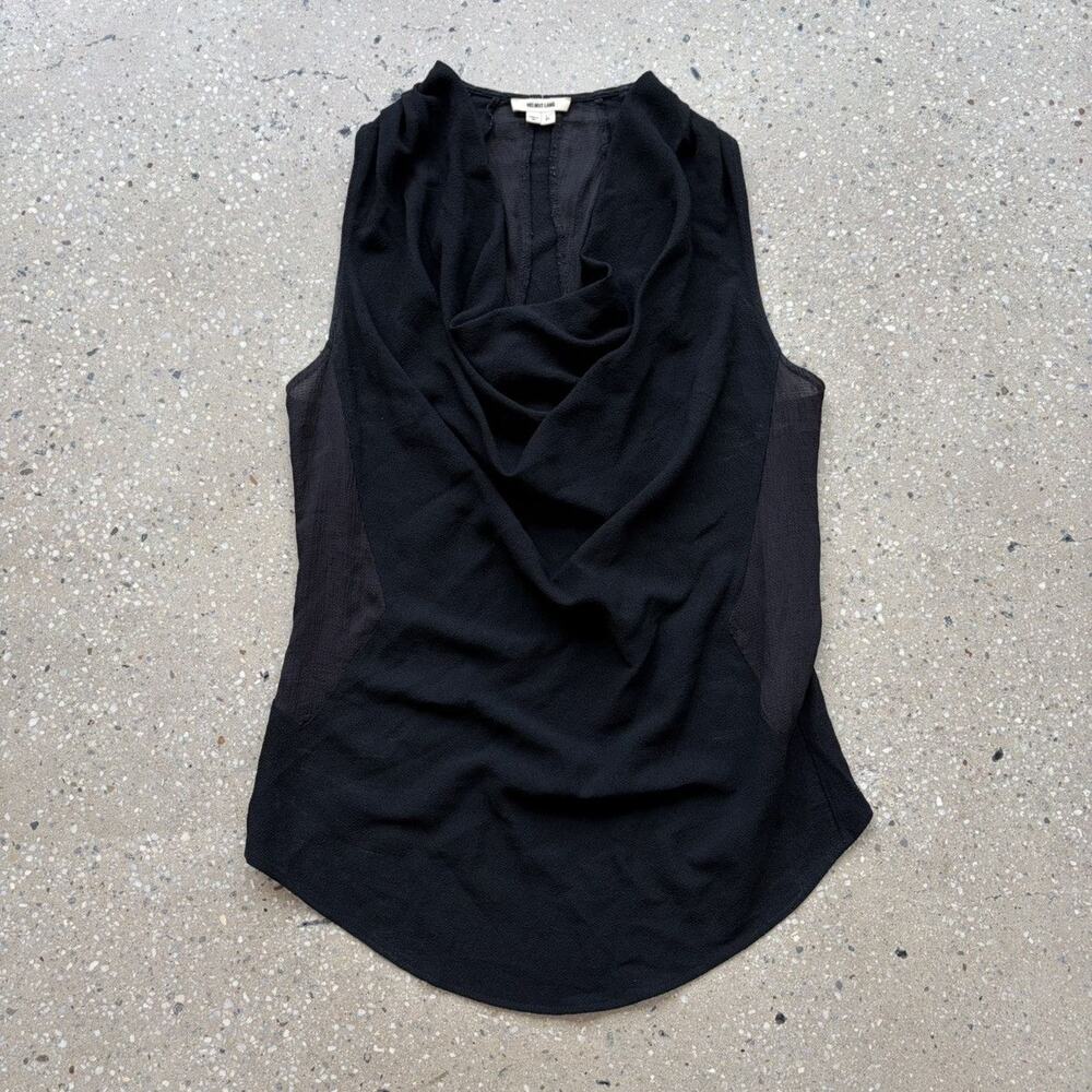 Helmut Lang Black Draped Cowl Neck Top